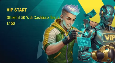 Vip start cashback 50 percento fino a 150 euro